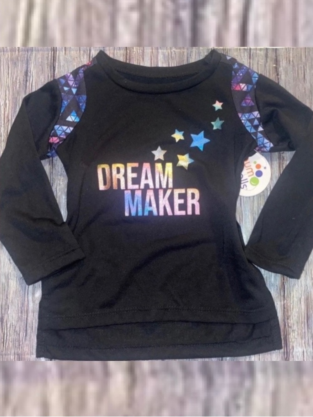 💞New Baby & Toddler Girl Size 12 Months Dream Maker Rainbow Foil Long Sleeve Tee